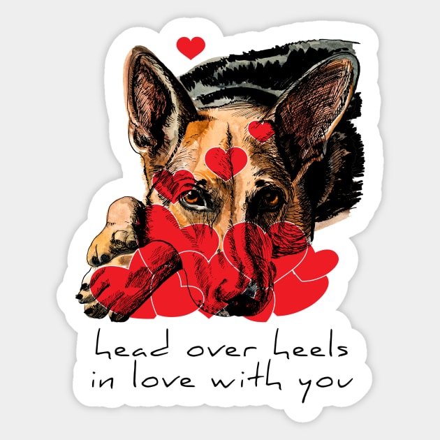 German shepherd fell in love Sticker by VicaVeresk